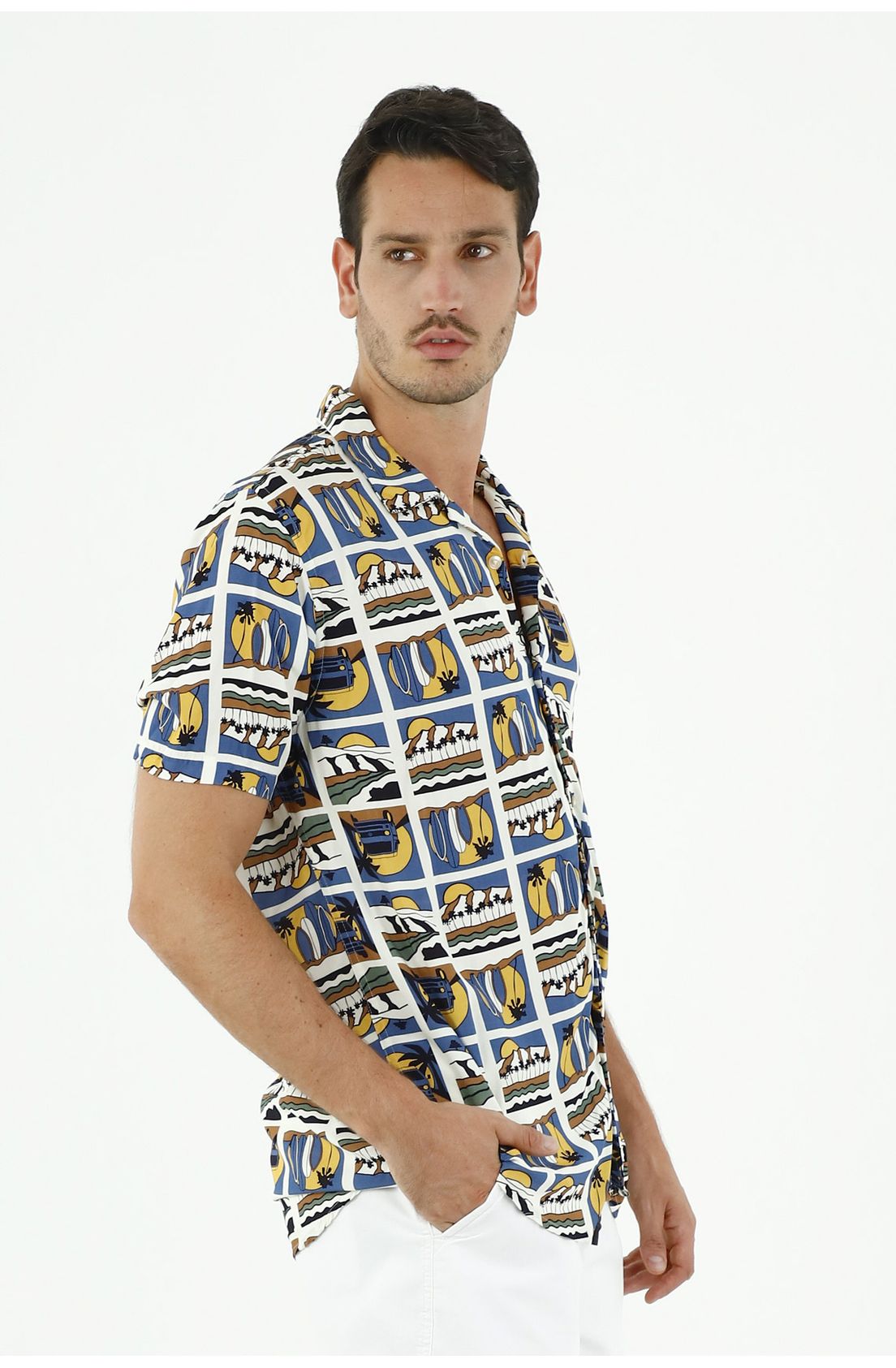 camisa manga corta hombre estampada