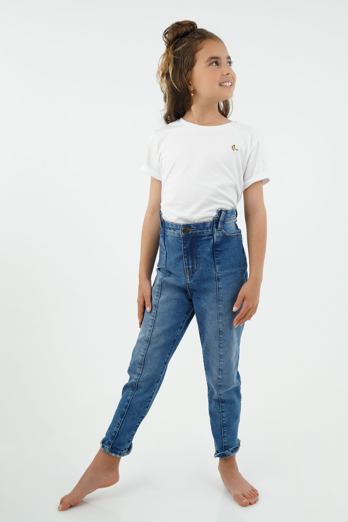Jean para niña tennis, jeans moda plano cintura con pretina