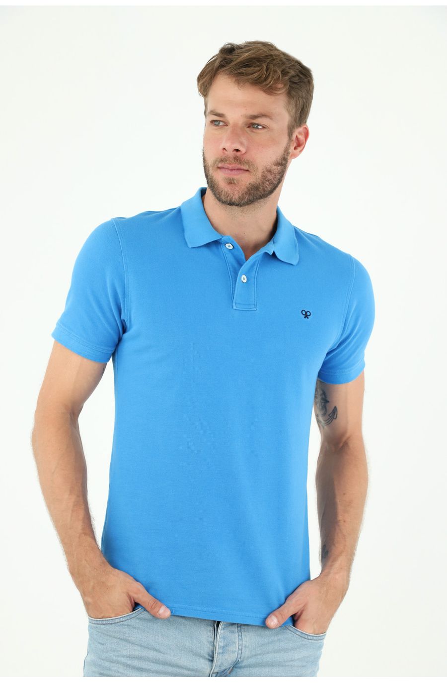 Polo azul 100% Algodón para hombre