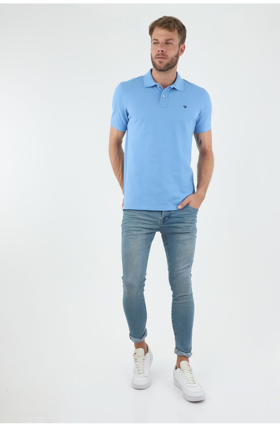 Polo azul 100% Algodón para hombre