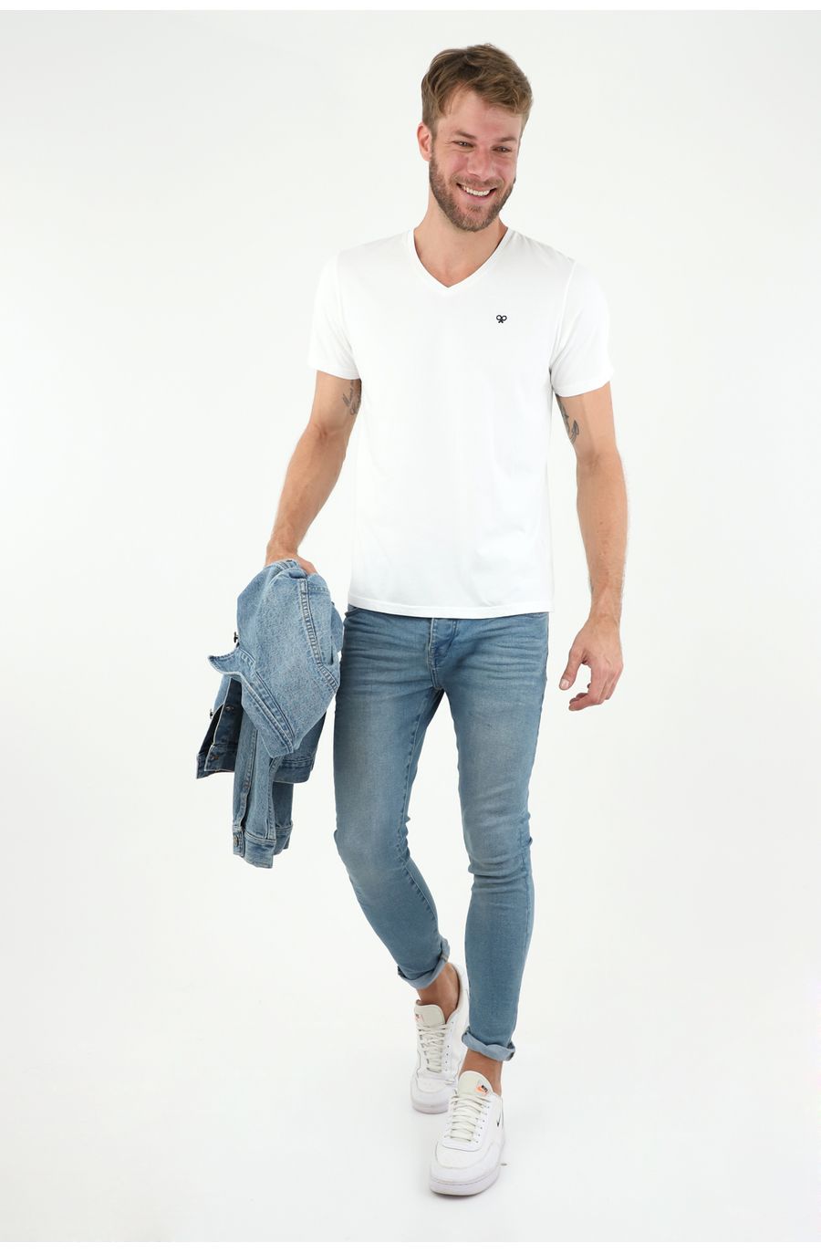 Camiseta cuello V blanca para hombre