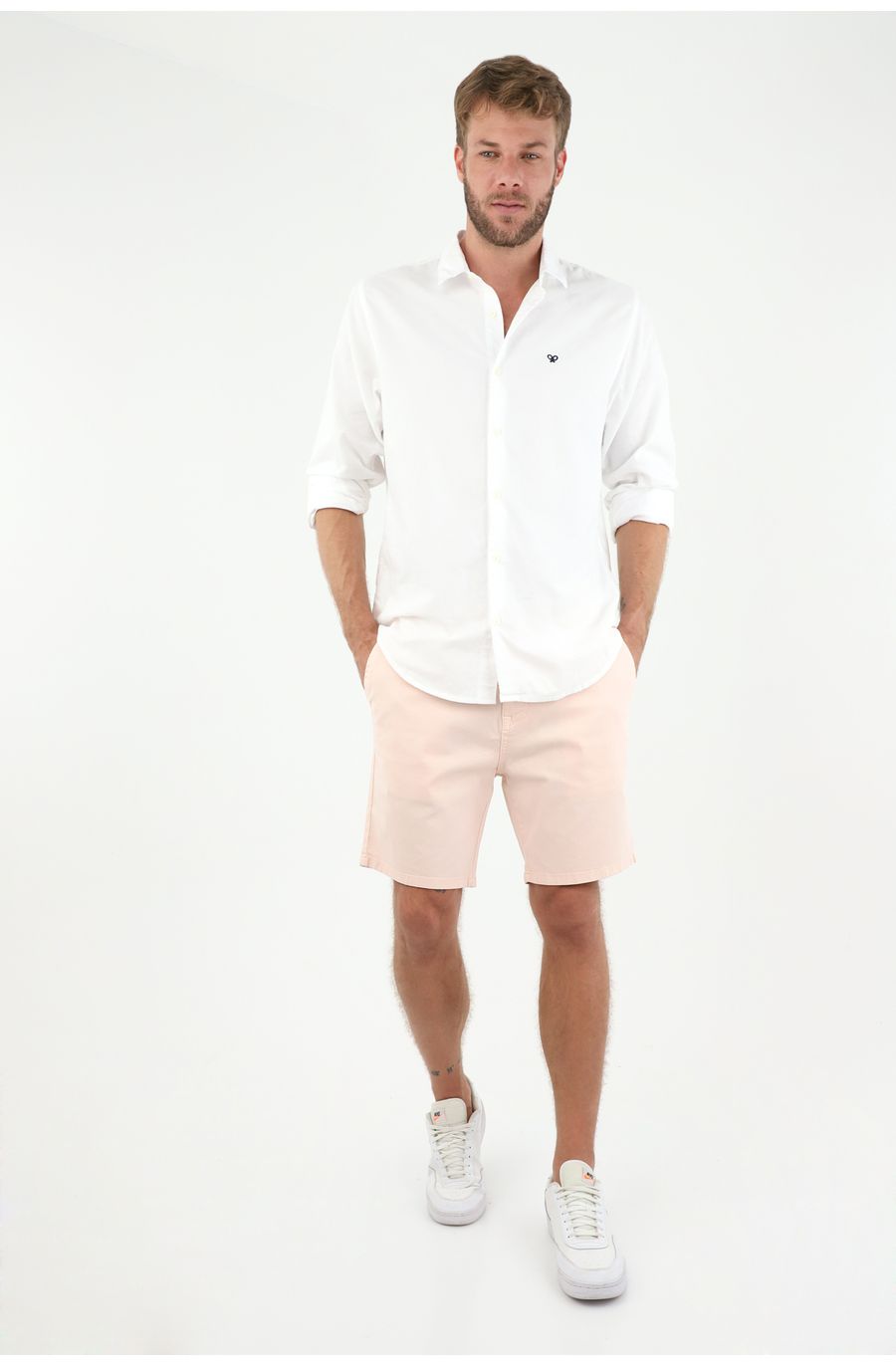 Camisa blanca manga larga para hombre