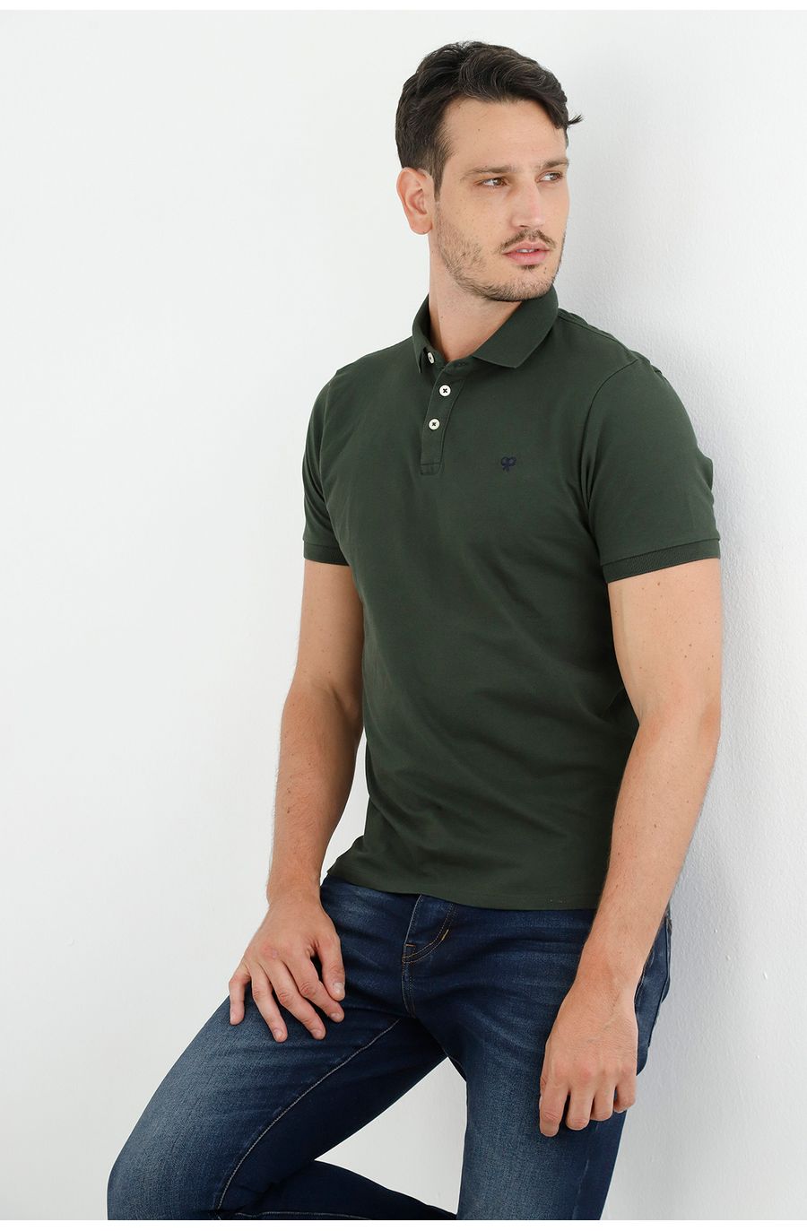 Polo verde Lycra-Algodón para hombre