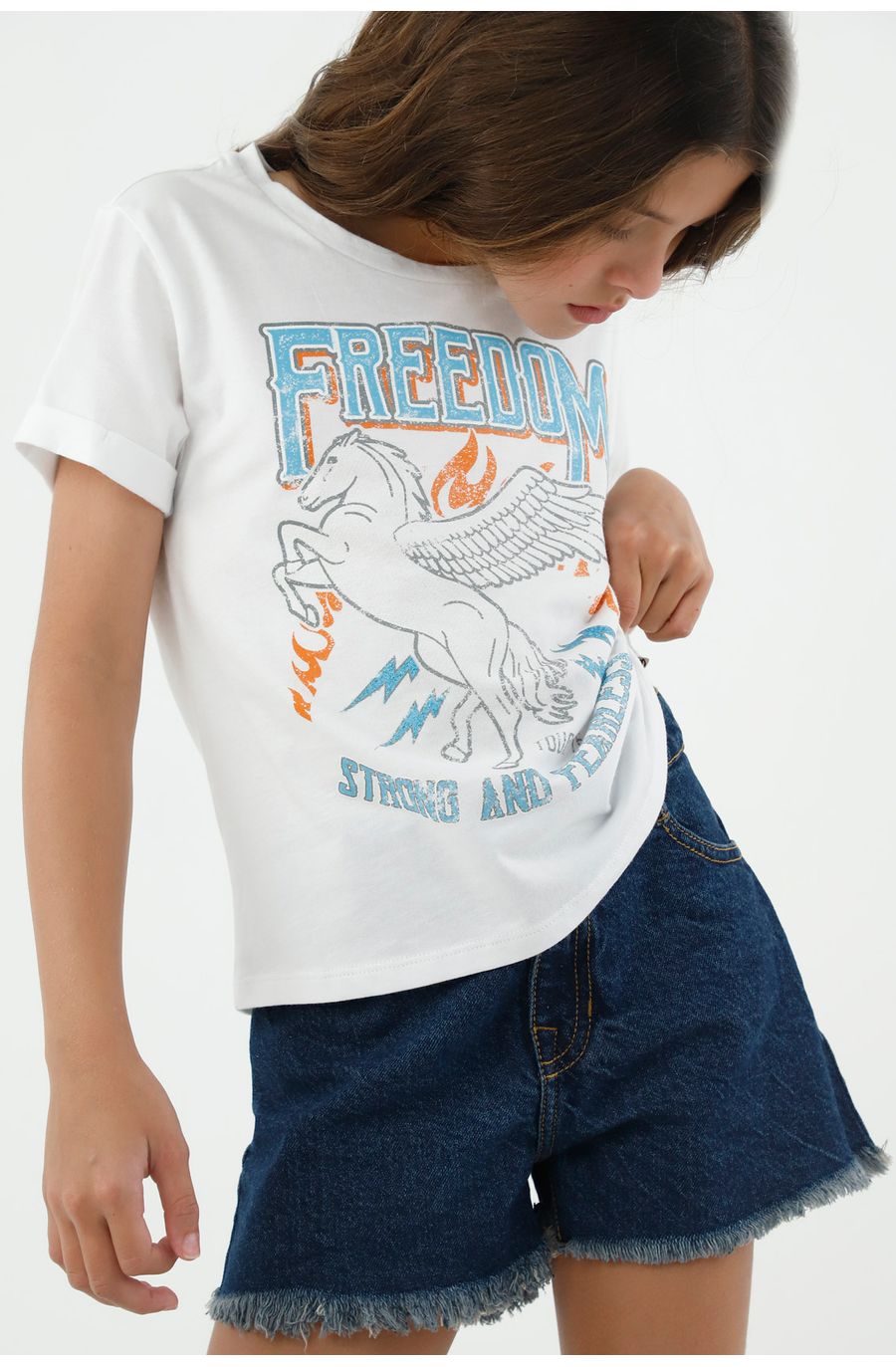 Camiseta blanca estampada para niña