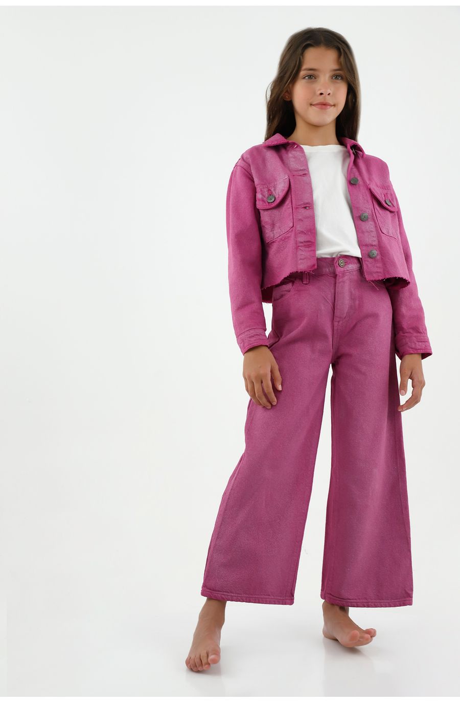 Jean rosado bota amplia para niña