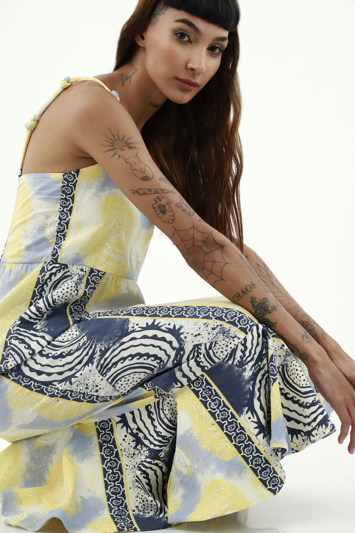 Vestido largo estampado para mujer