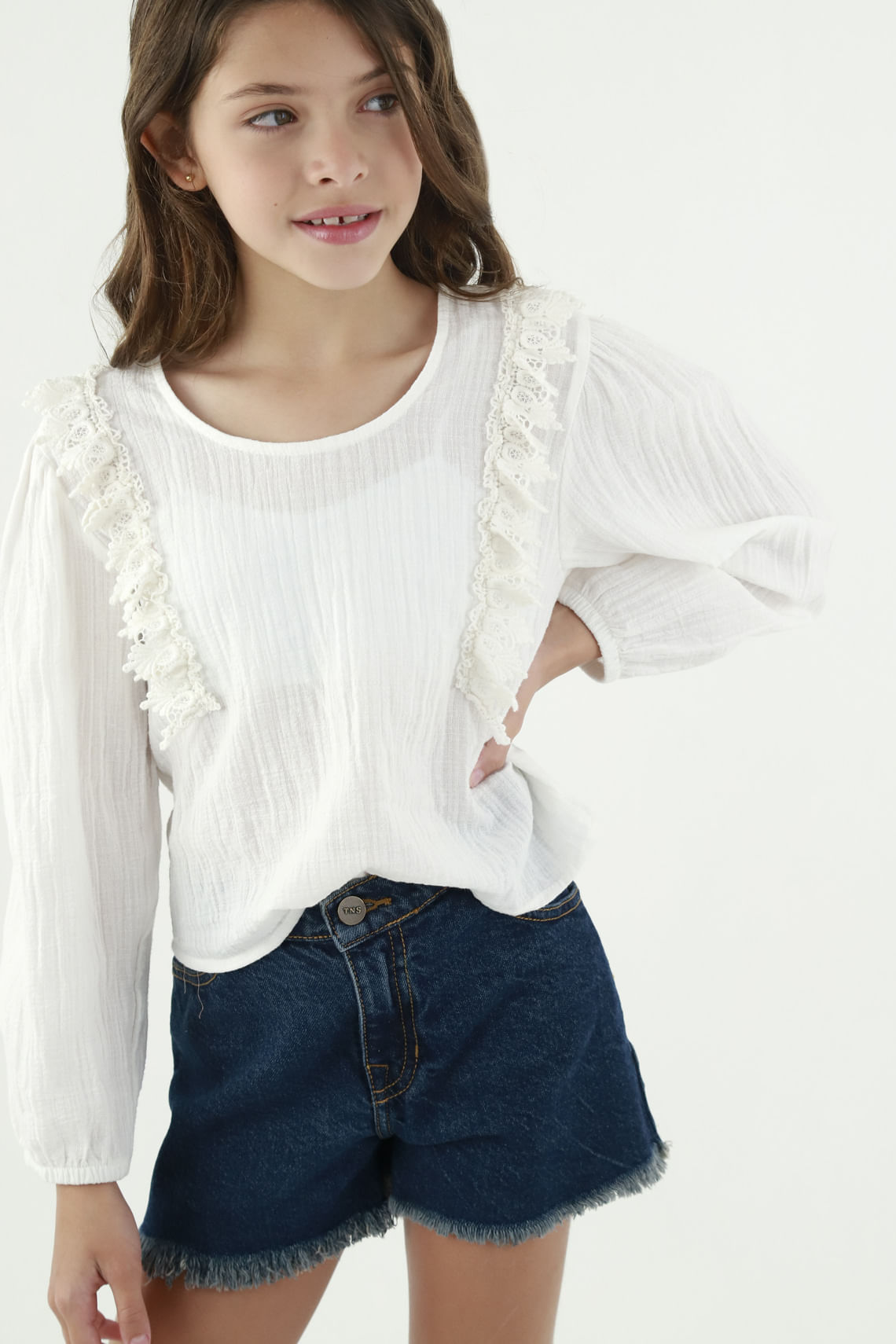 Camisa crudo manga larga para niña