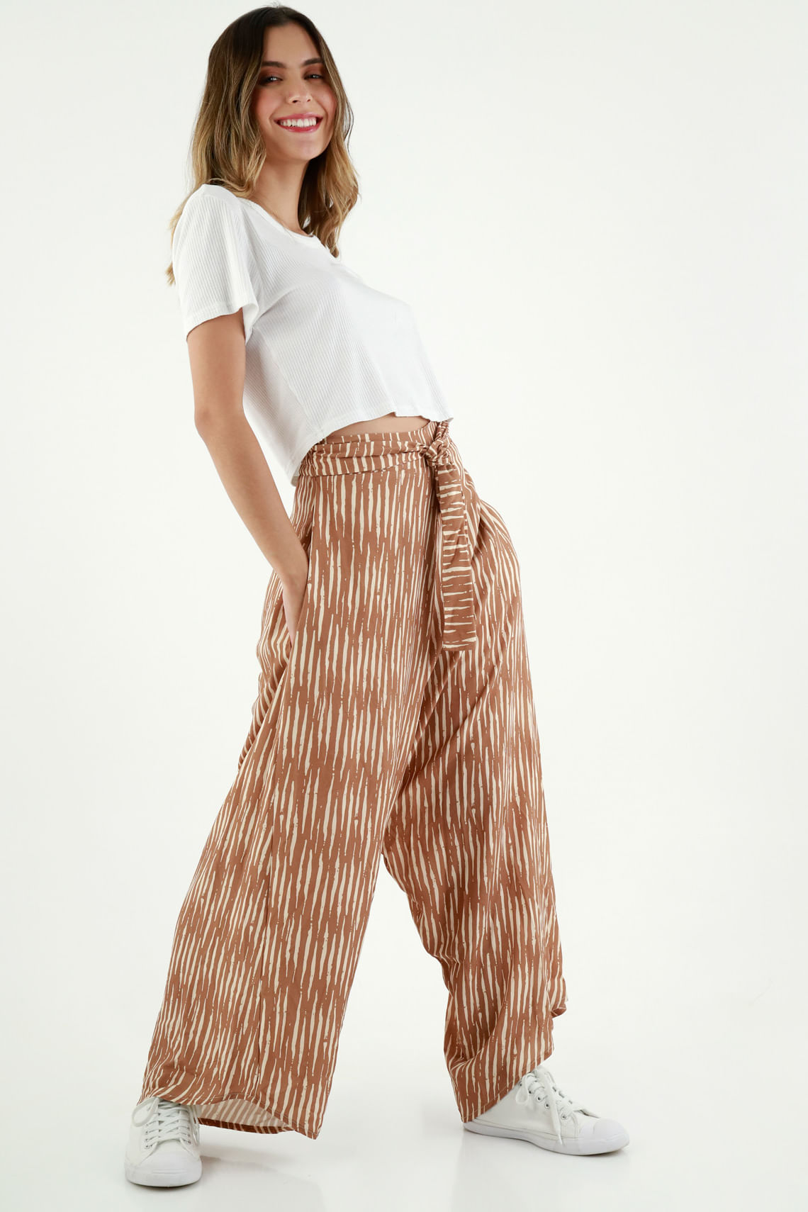 Pantalón café aladino para mujer