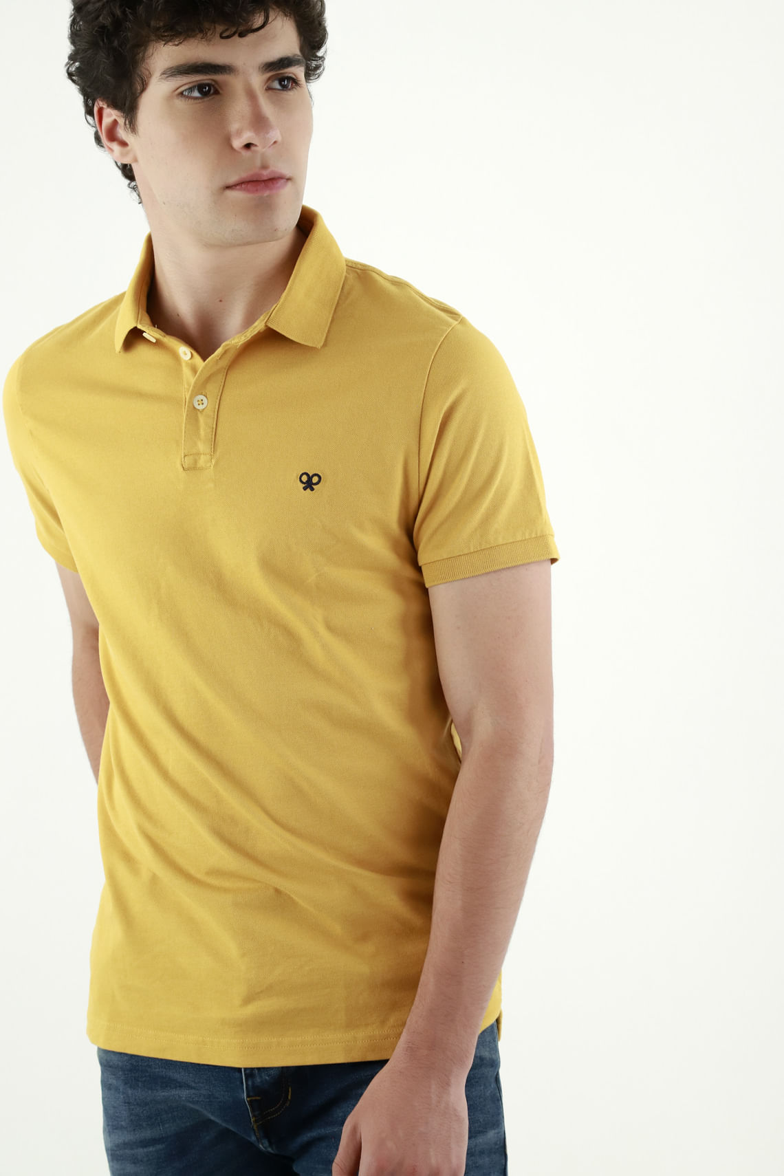 Polo amarilla Lycra-Algodón para hombre