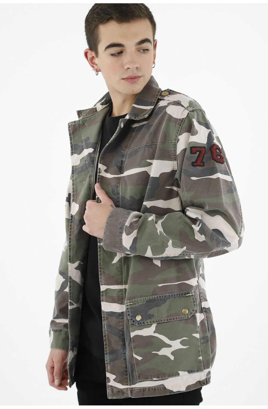 Chaqueta camuflada verde para hombre