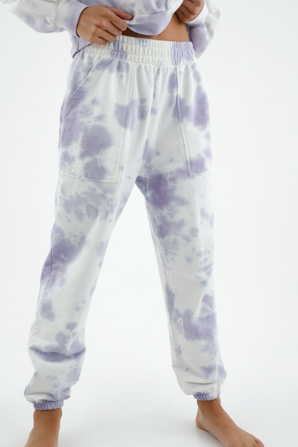 Pantalón tipo jogger morado para mujer
