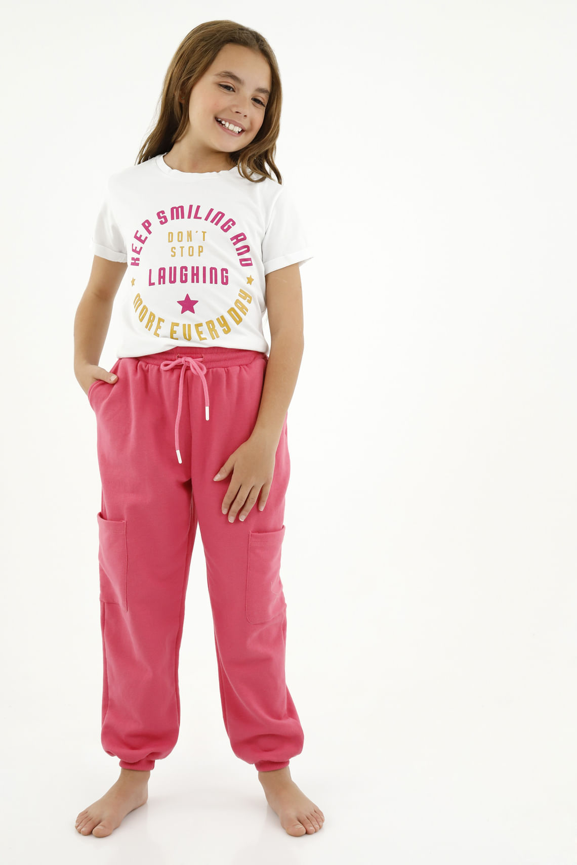 Pantalón tipo jogger rosado para niña