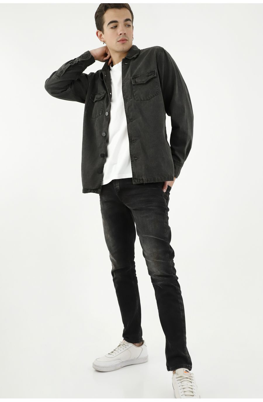 Camisa tipo denim gris para hombre