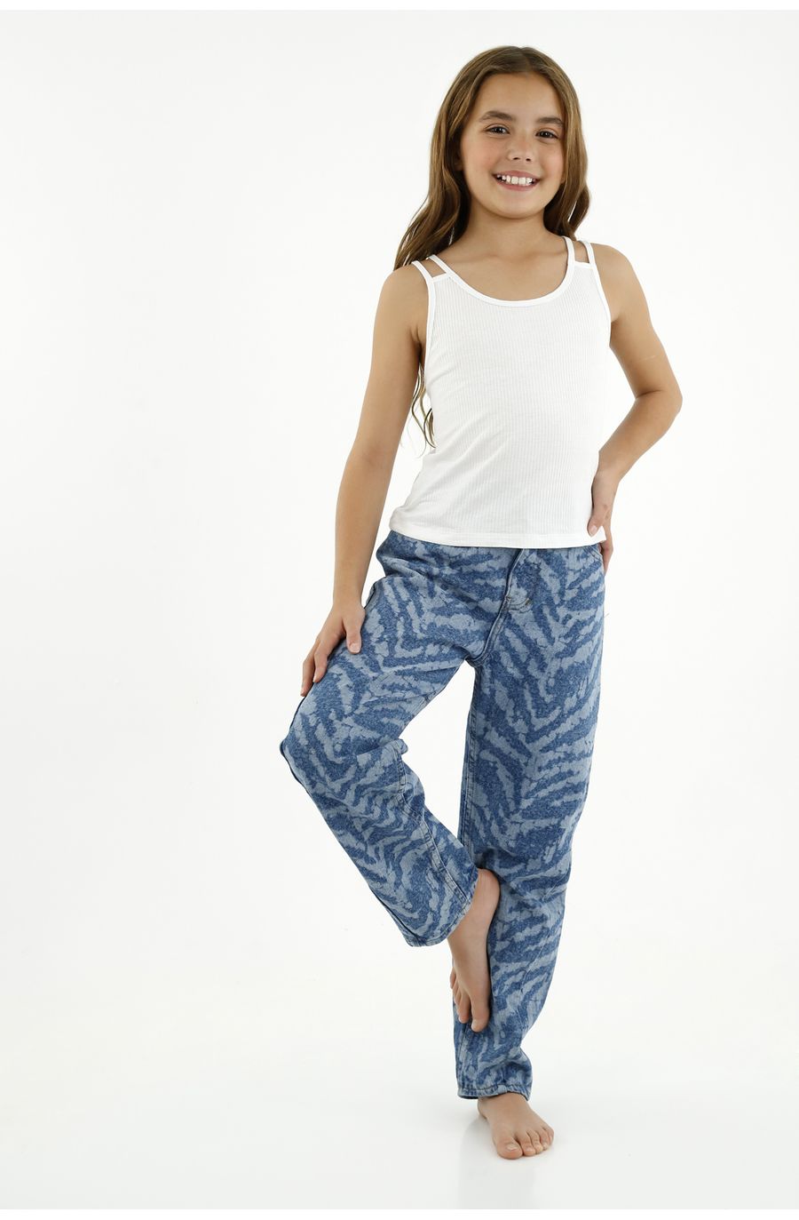 Camisa blanca manga sisa para niña