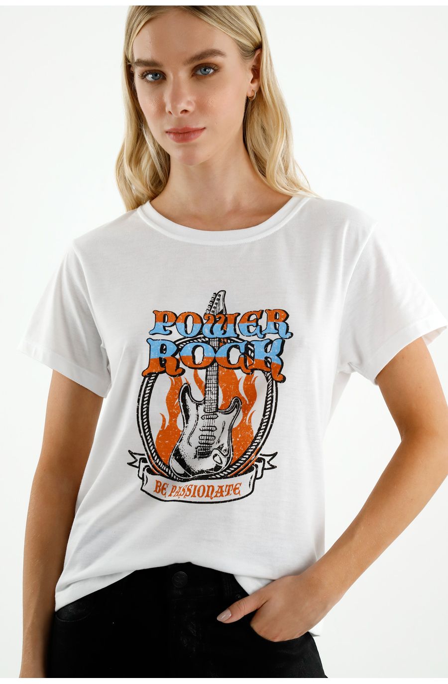 Camiseta con gráfico localizado blanca para mujer