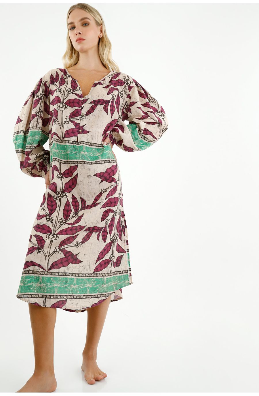 Vestido tipo caftán con estampado floral para mujer