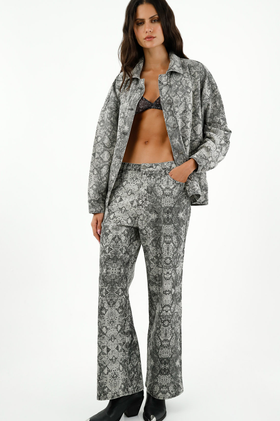 Pantalón Wide Leg estampado de pitón para mujer