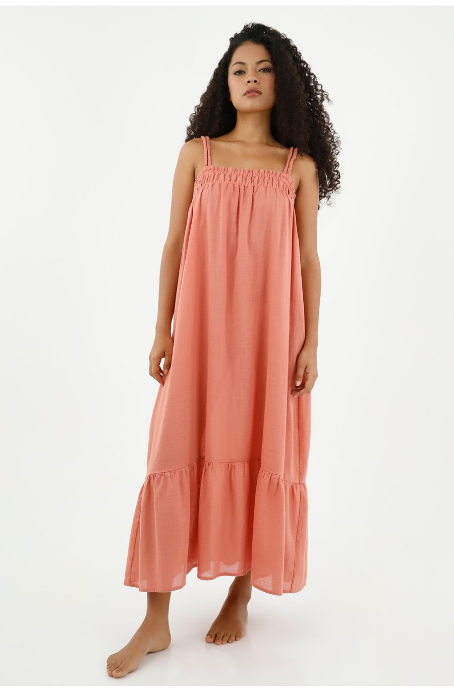 Vestido midi rosado para mujer