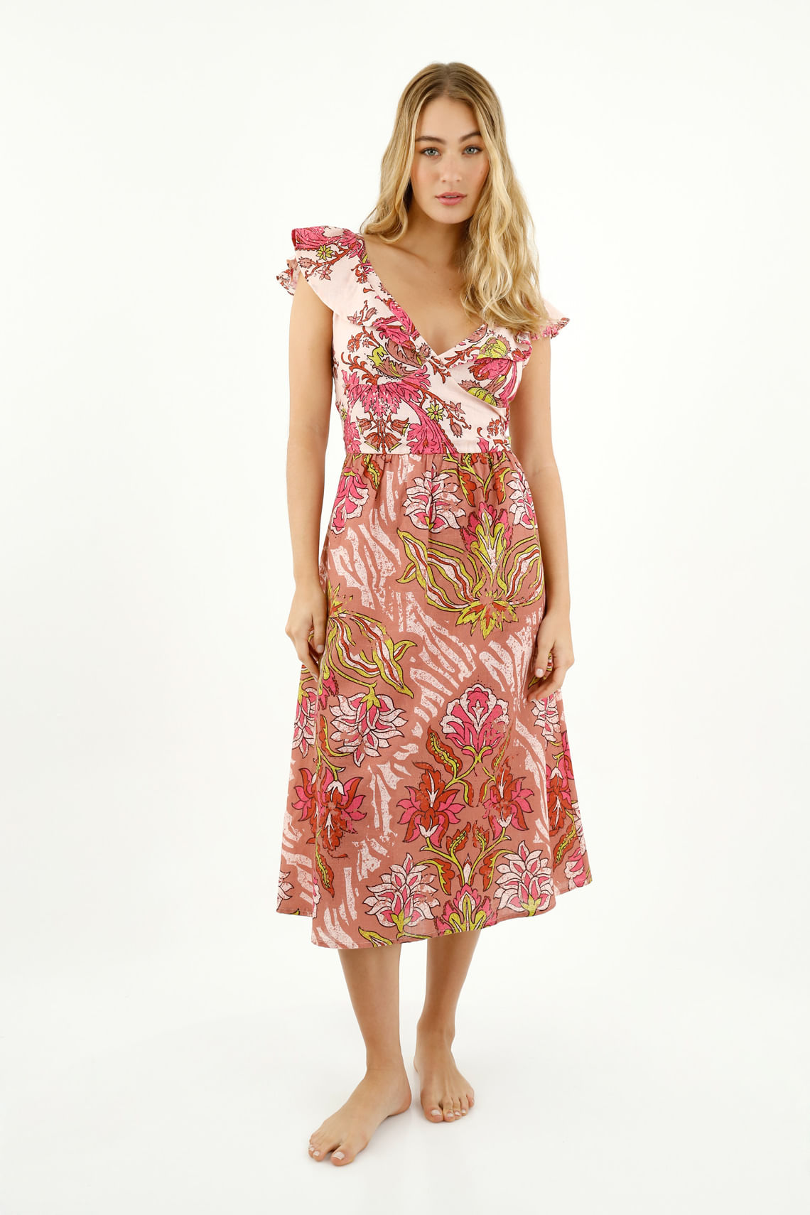 Vestido midi estampado para mujer