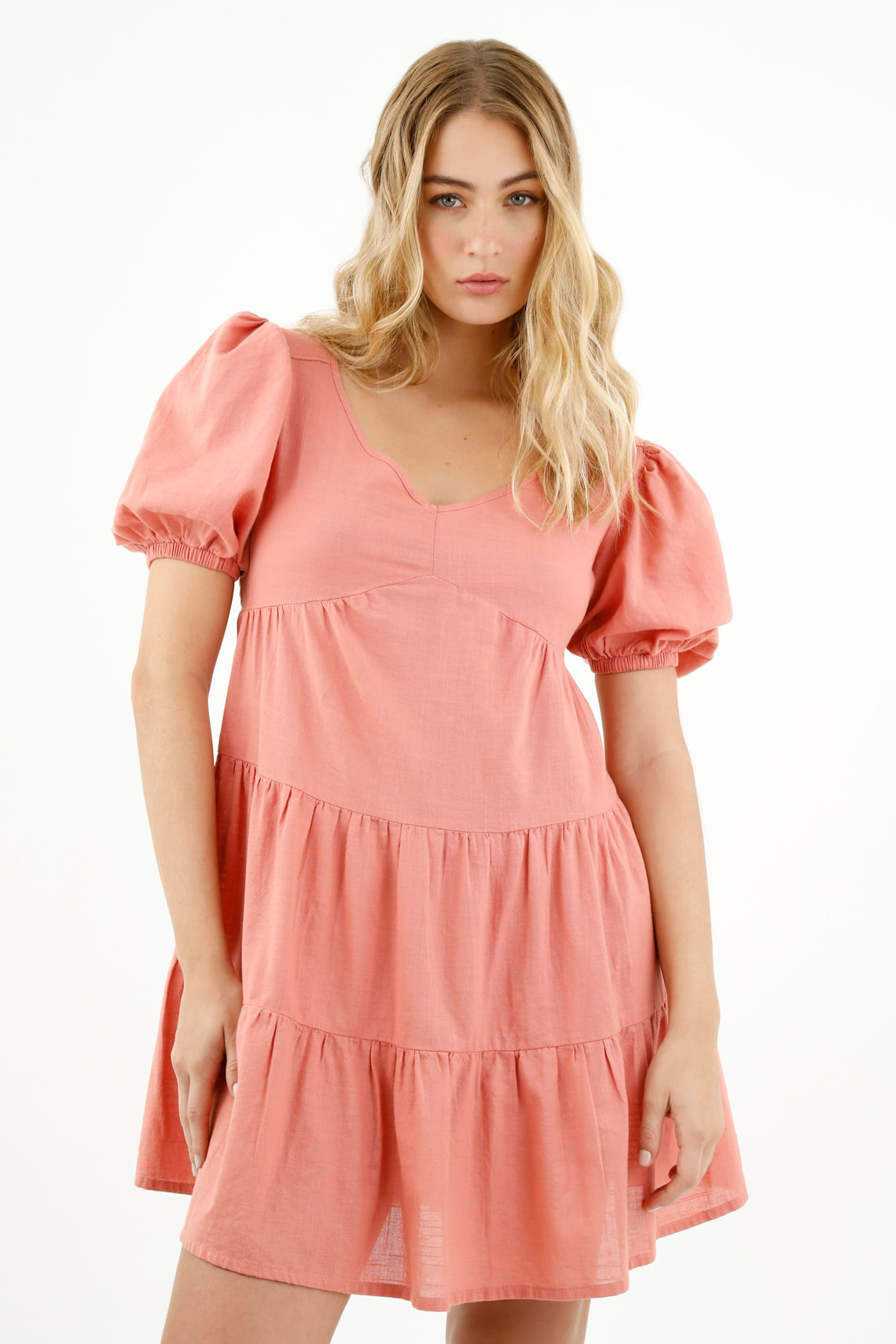 Vestido naranja con cortes para mujer