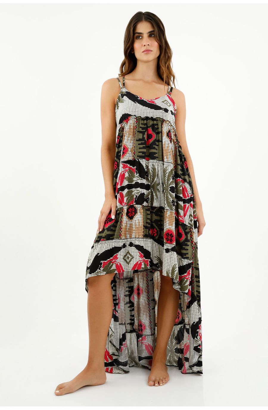 Vestido con tiras cruzadas estampado para mujer