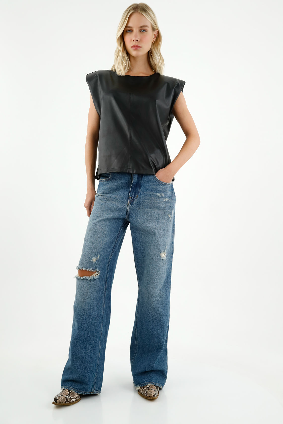 Camisa manga sisa negra para mujer