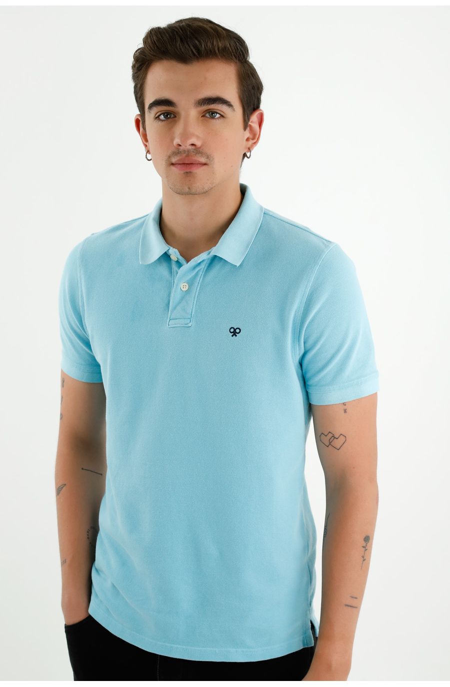 Polo azul 100% Algodón para hombre