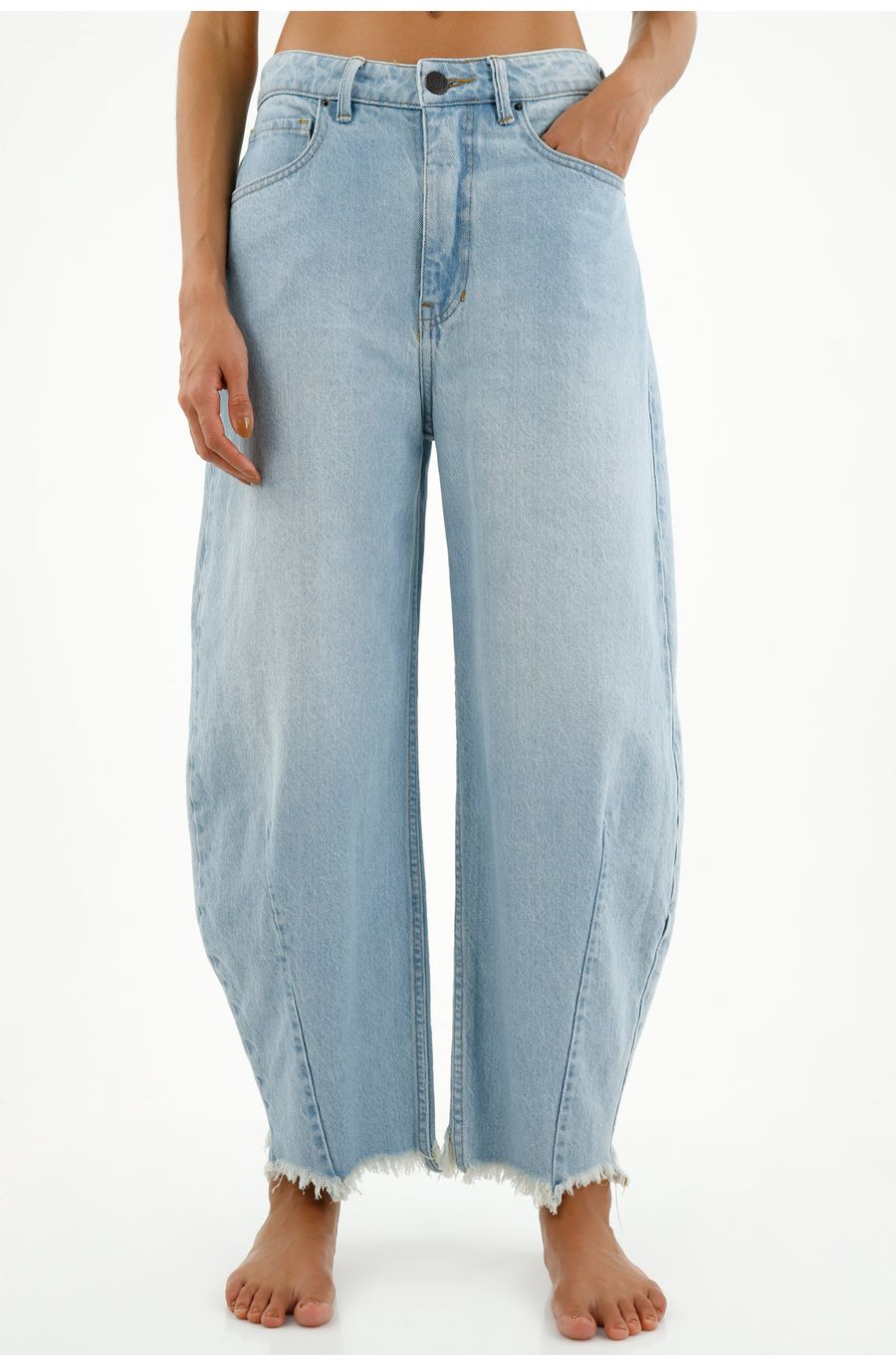 Jean Slouchy azul desflecado para mujer