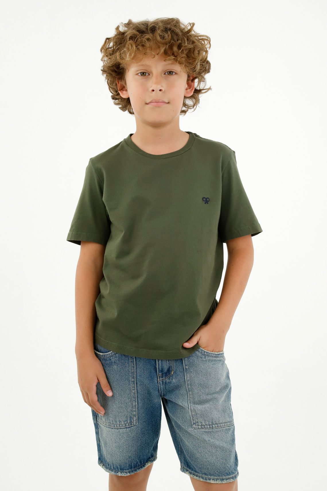 Camiseta basica verde para niño