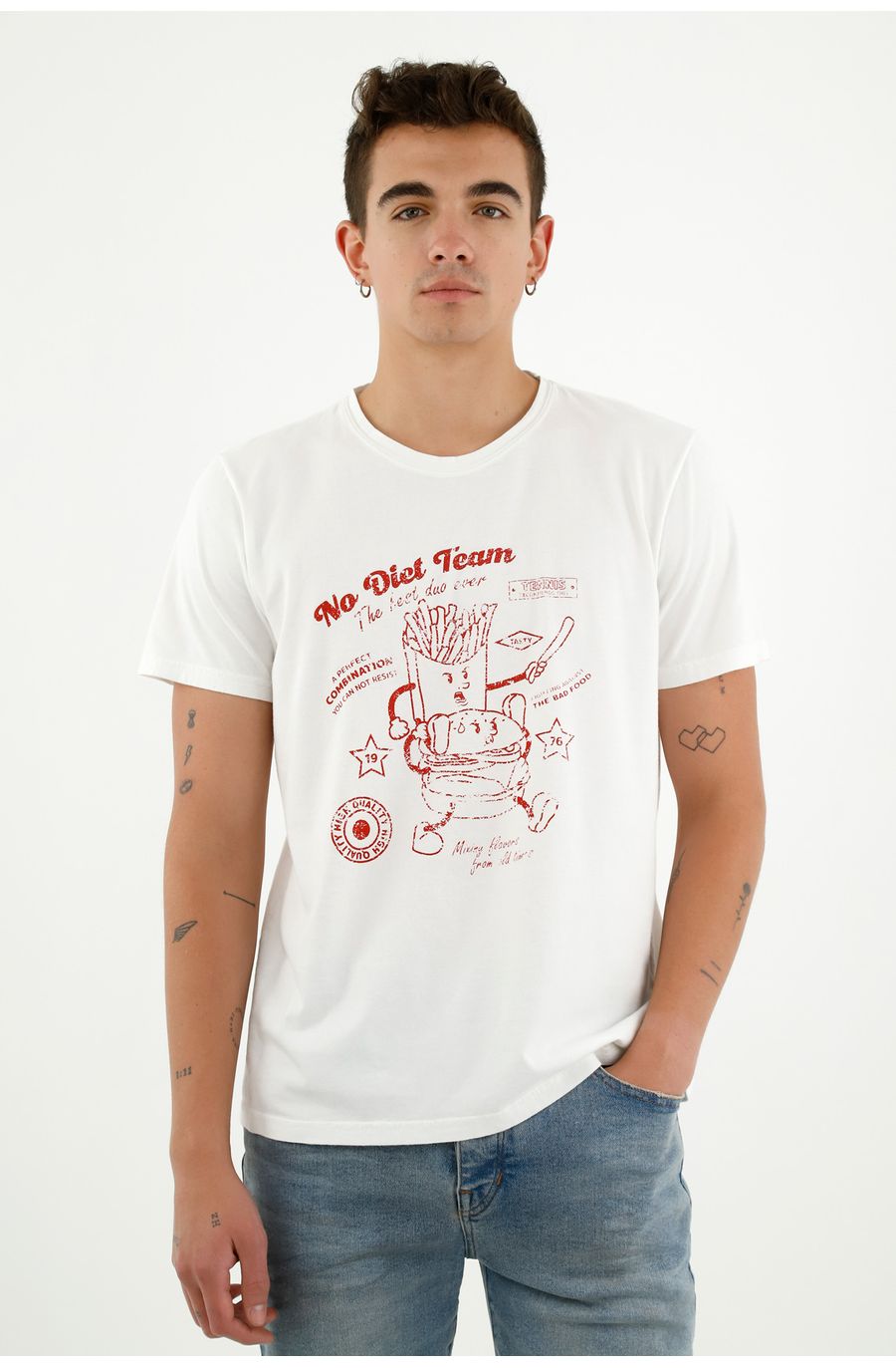 Camiseta blanca manga corta para hombre