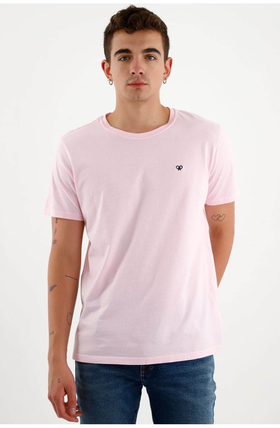 Camiseta rosada manga corta para hombre