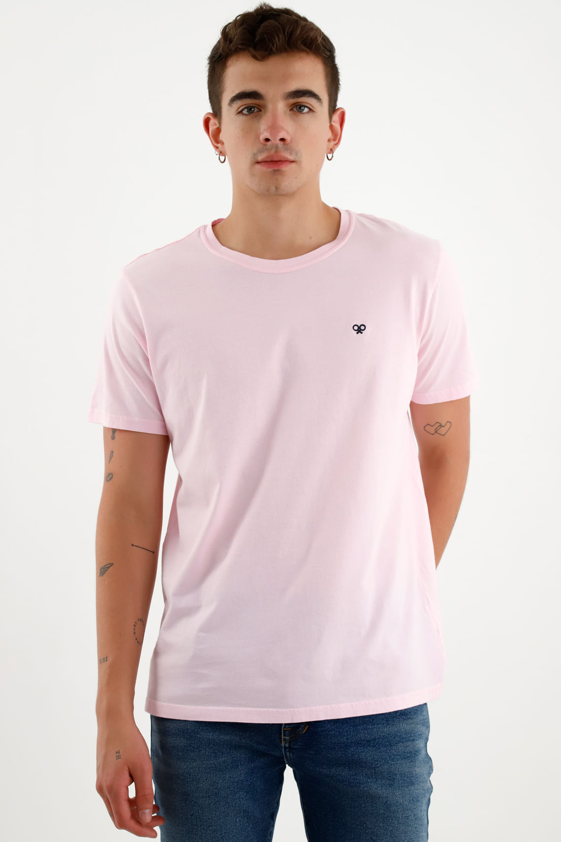 Camiseta rosada manga corta para hombre