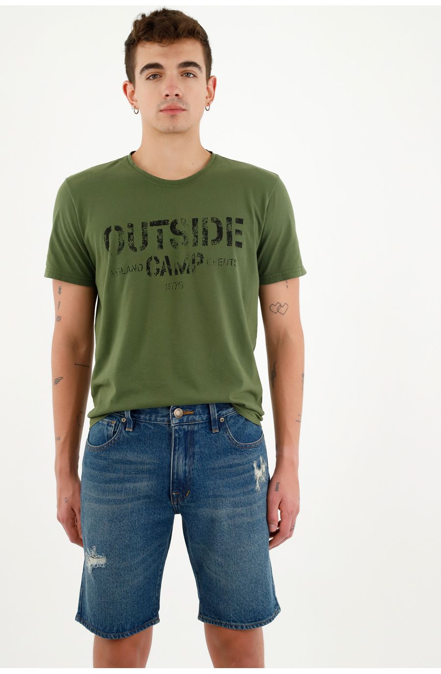 Bermuda en denim azul para hombre