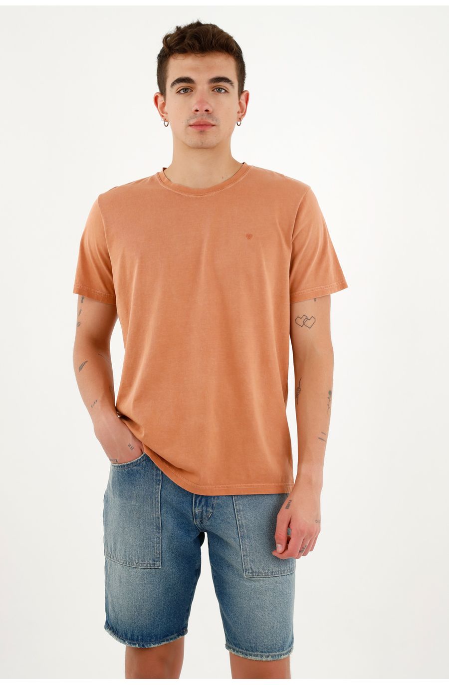 Camiseta naranja overdye para hombre
