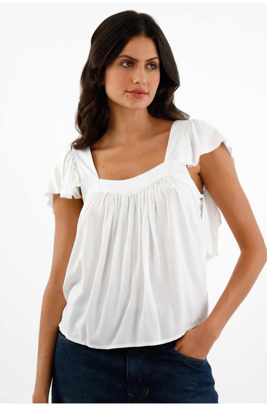 Camisa blanca de tiras con bolero para mujer