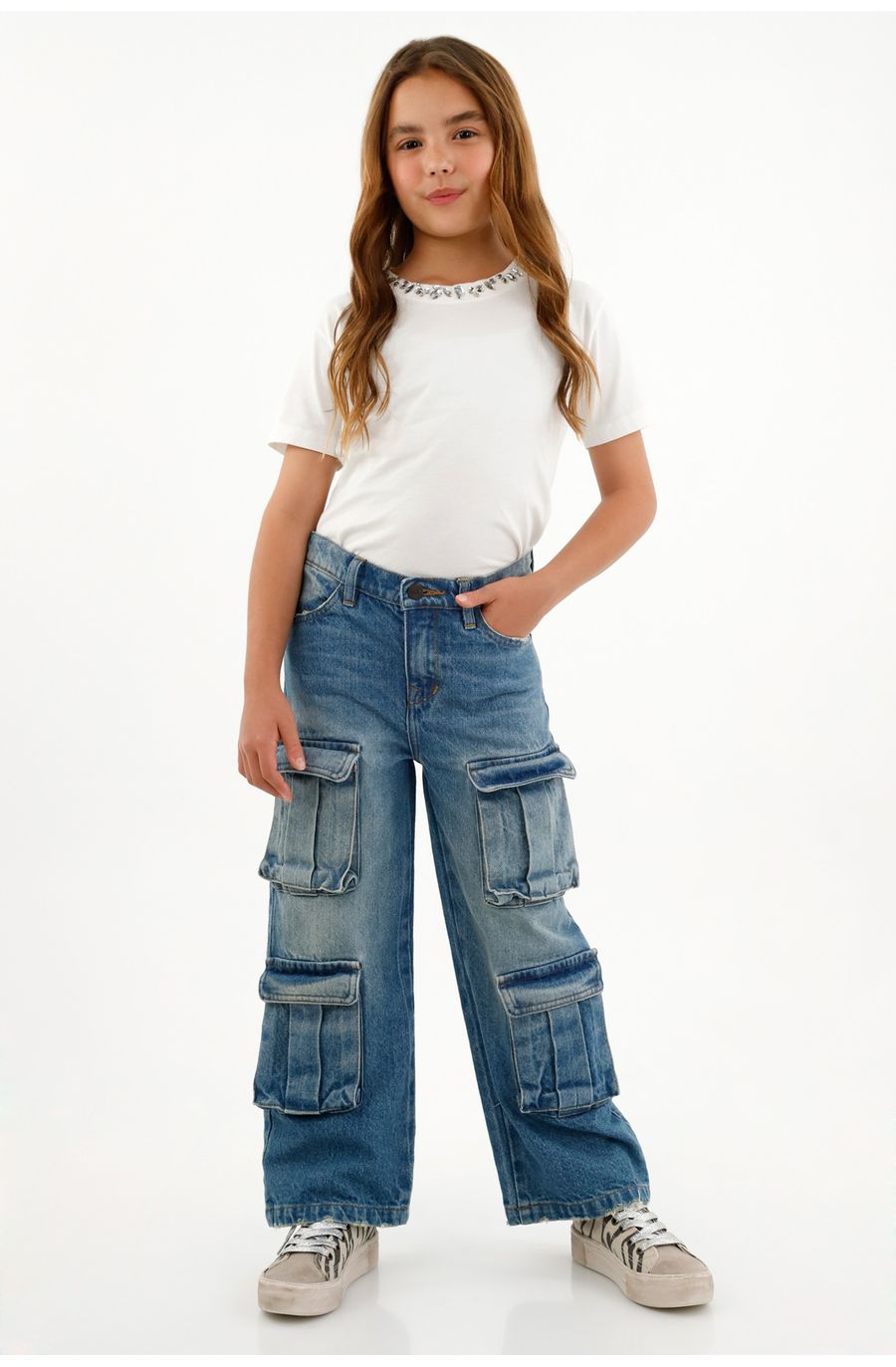 Jean azul recto para niña