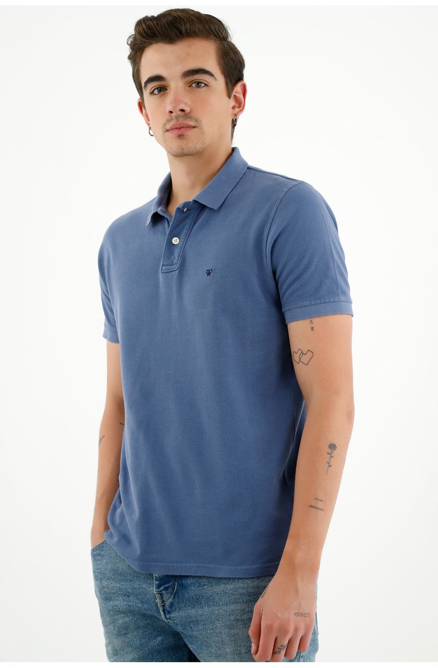 Polo azul 100% Algodón para hombre