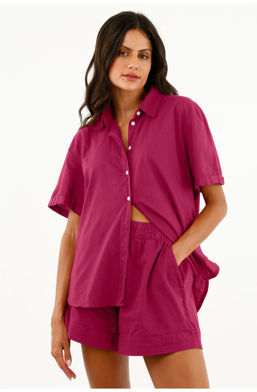 Camisa manga corta oversize para mujer