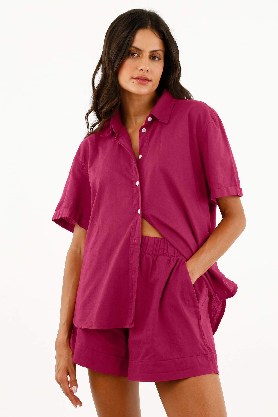 Camisa manga corta oversize para mujer