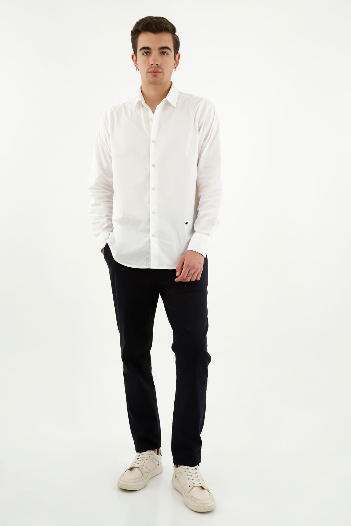 Camisa manga larga blanca para hombre