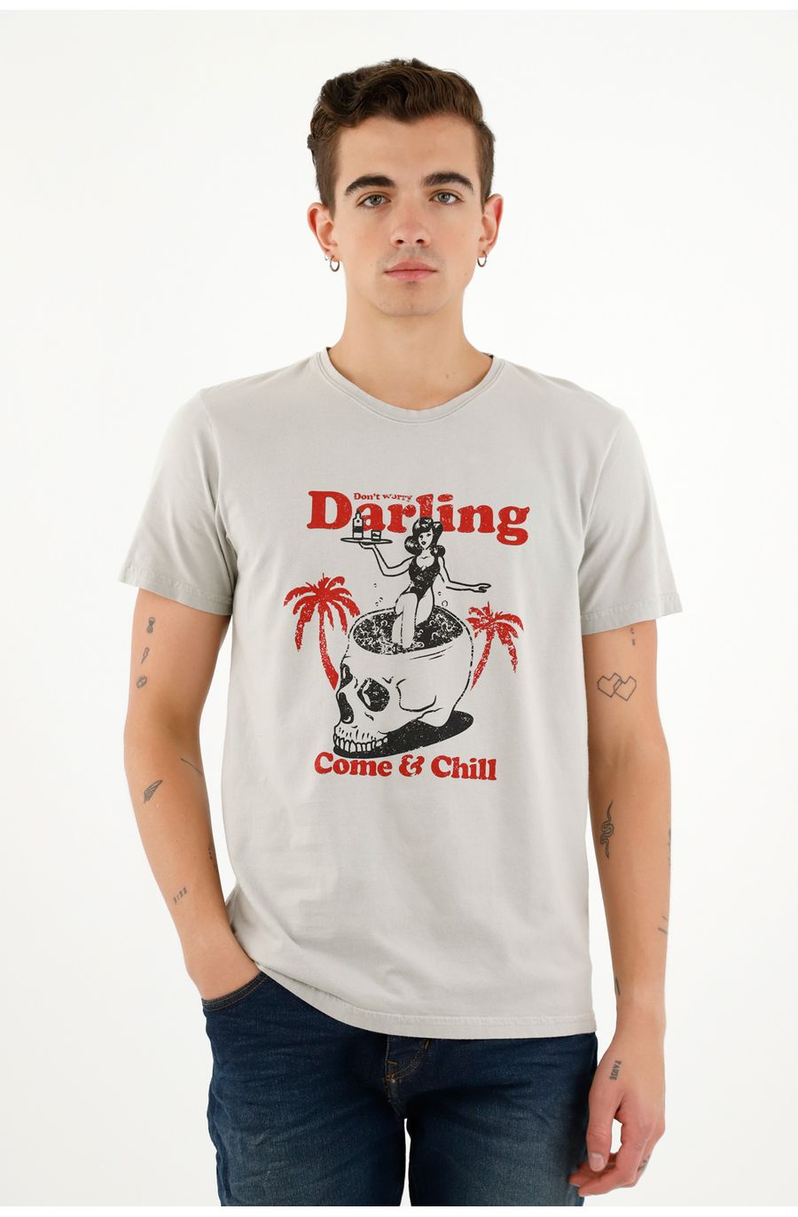 Camiseta manga corta gris para hombre