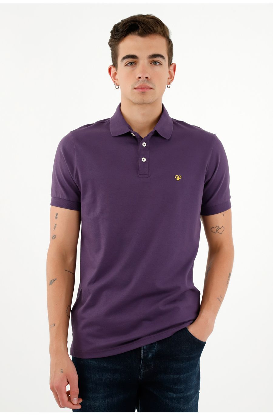 Polo morada Lycra-Algodón para hombre