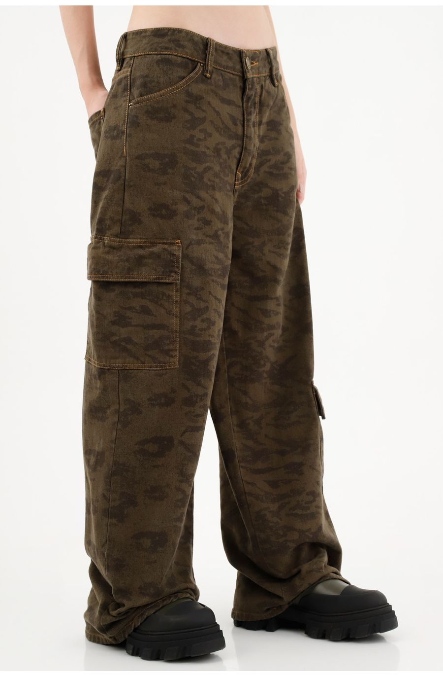 Pantalón Wide Leg camuflado para mujer