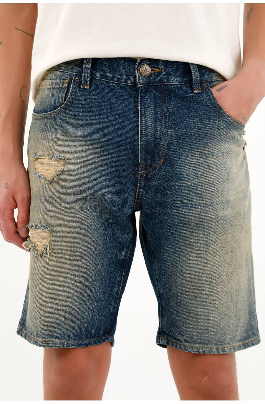 Bermuda cinco bolsillos azul para hombre