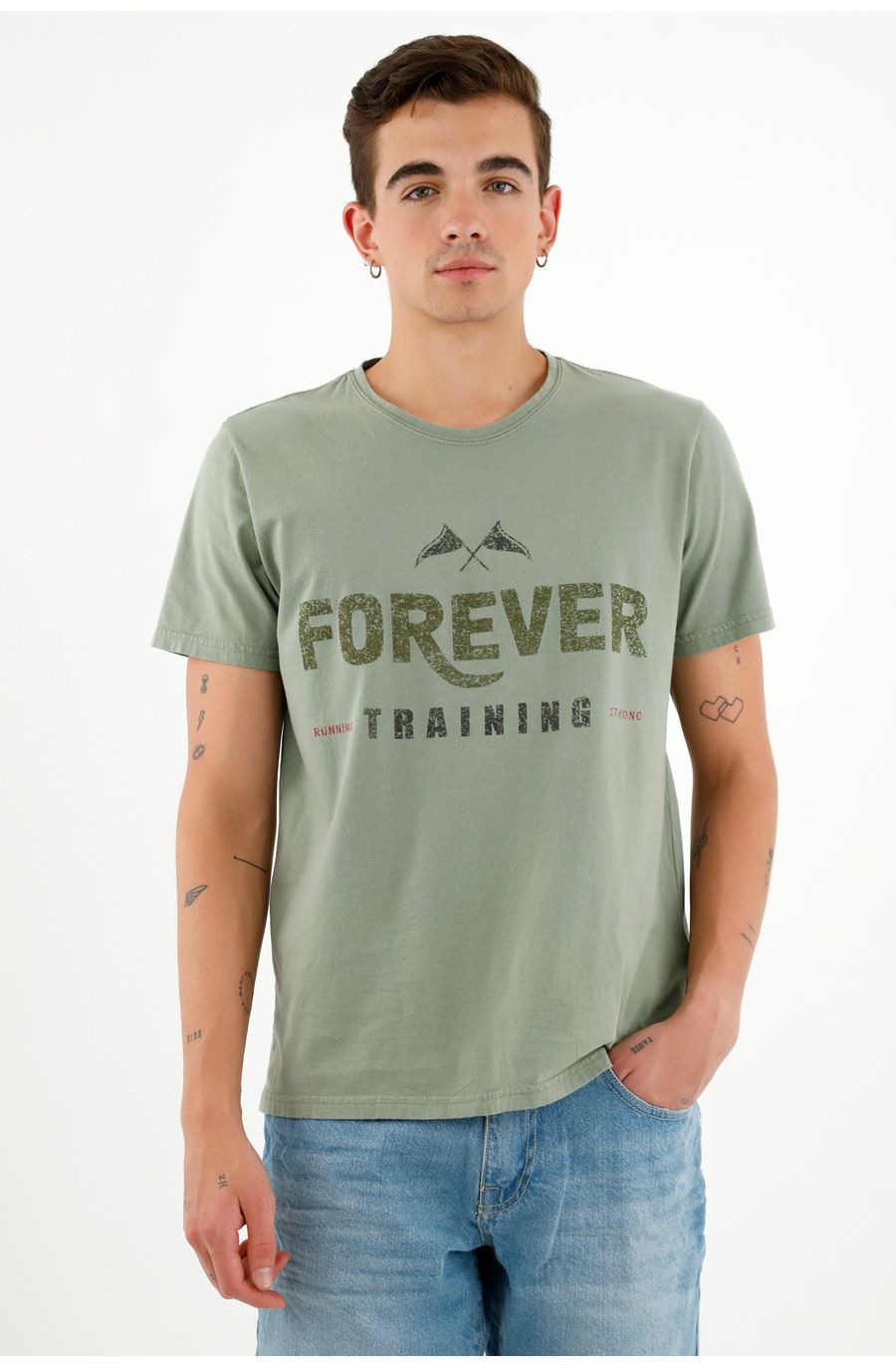 Camiseta manga corta verde para hombre