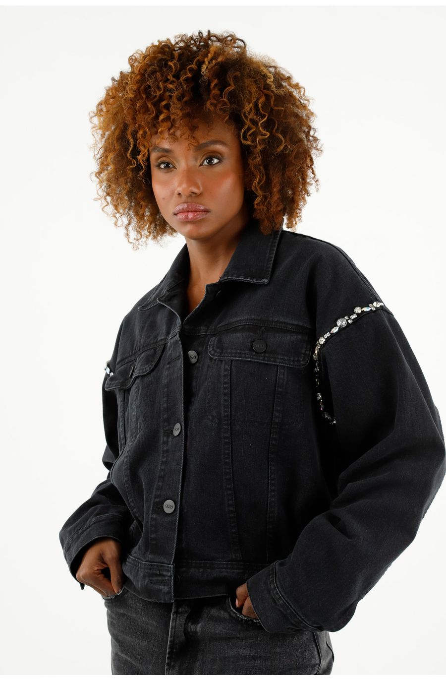 Chaqueta black denim para mujer