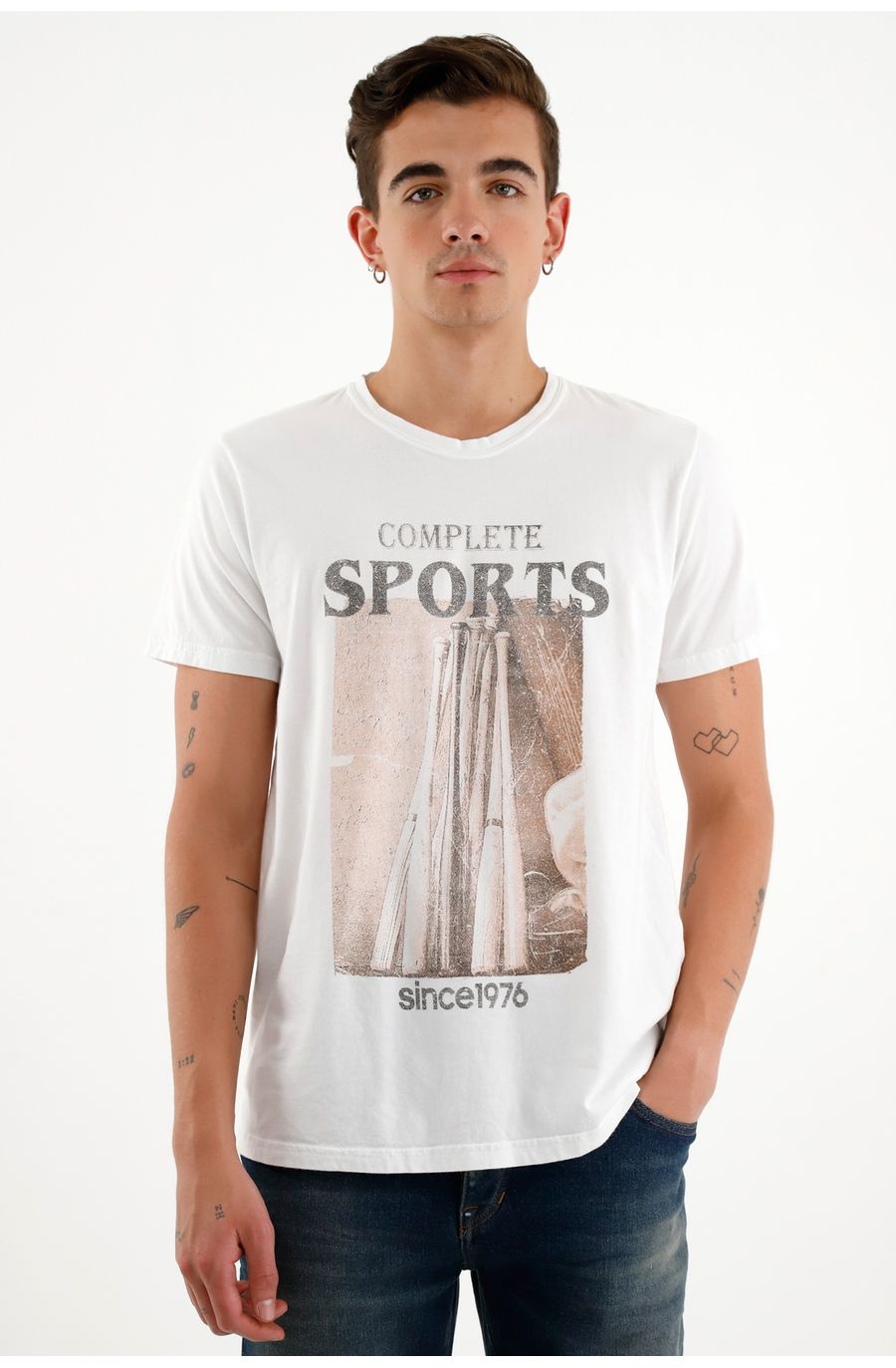 Camiseta manga corta blanca para hombre
