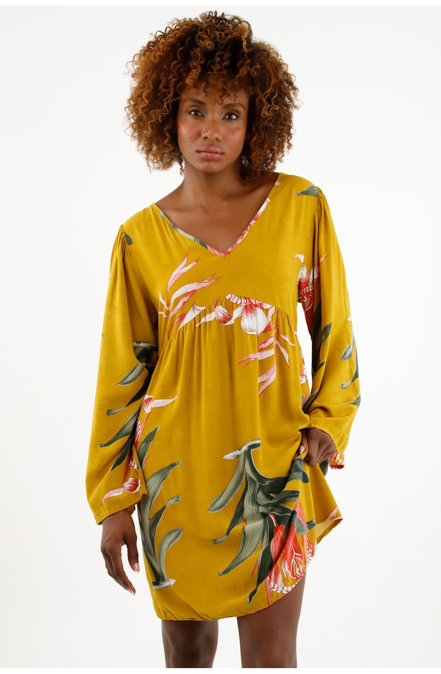 Vestido estampado manga larga para mujer