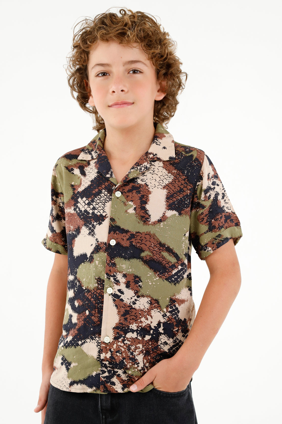 Camisa camuflada manga corta para niño