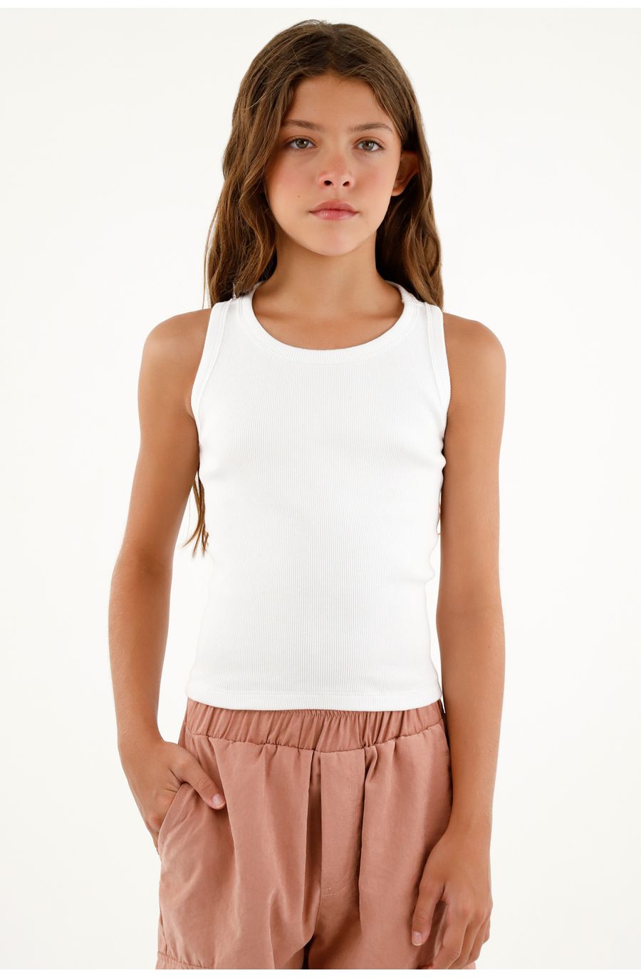 Camiseta manga sisa blanca para niña